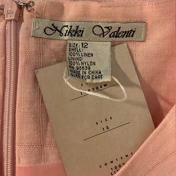 NWT Nikki Valenti Pink Linen Lined Dress - Size 12 - Picture 5 of 6